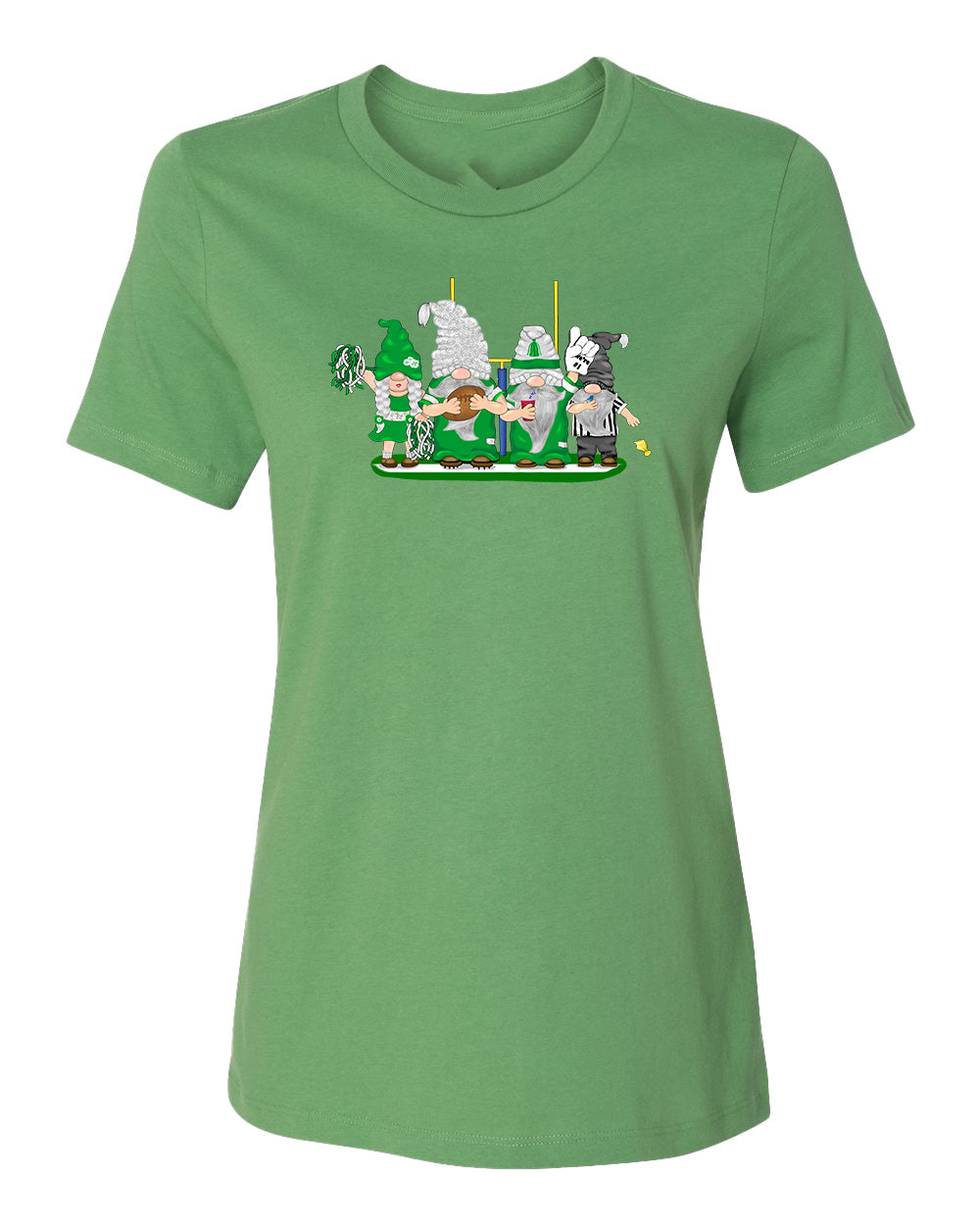 Green & White Football Gnomes on Women's T-shirt (similar to NY)