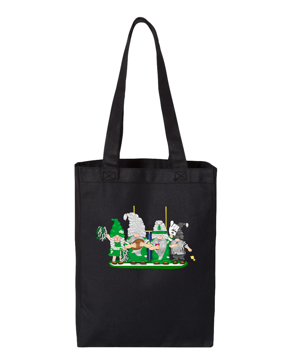 Green & White Football Gnomes  (similar to NY) on Gusset Tote