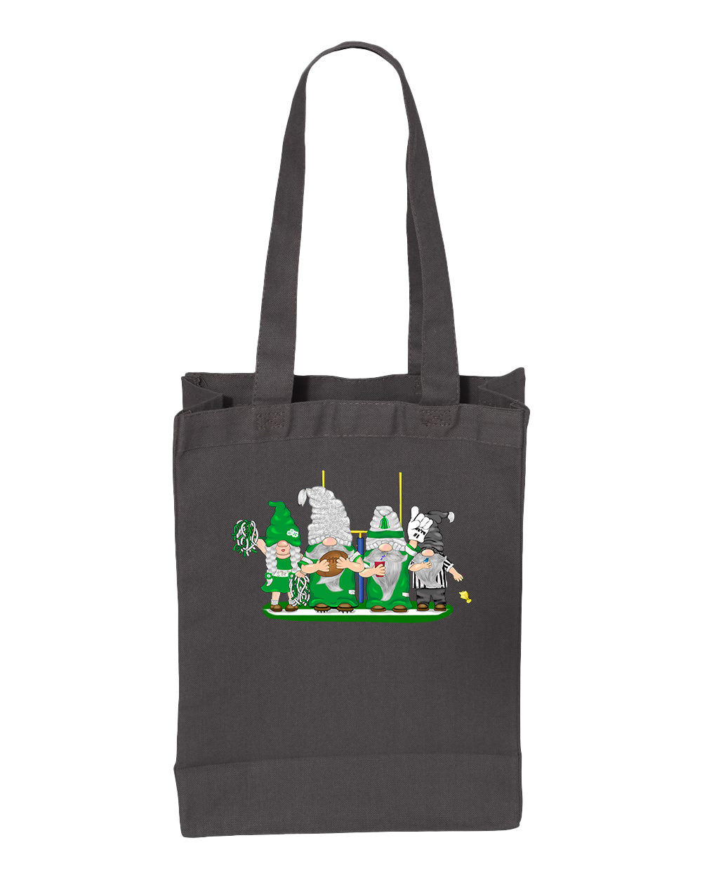 Green & White Football Gnomes  (similar to NY) on Gusset Tote