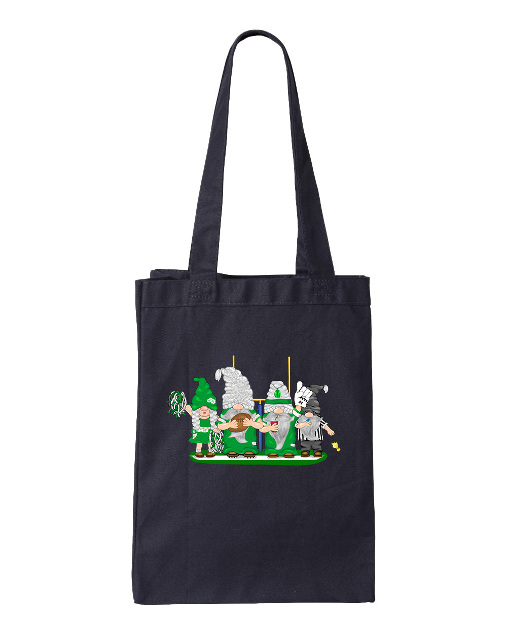 Green & White Football Gnomes  (similar to NY) on Gusset Tote