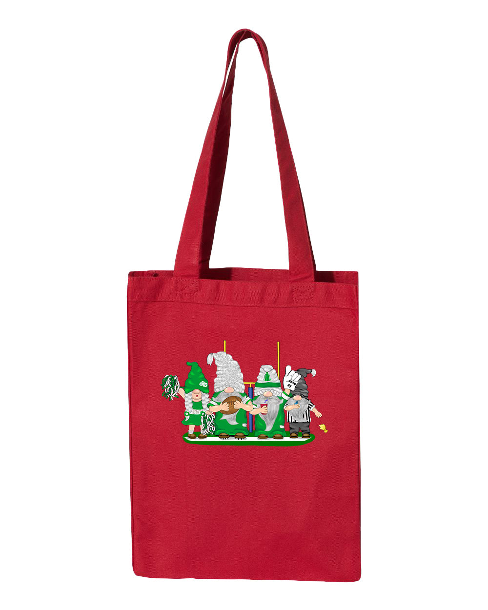 Green & White Football Gnomes  (similar to NY) on Gusset Tote