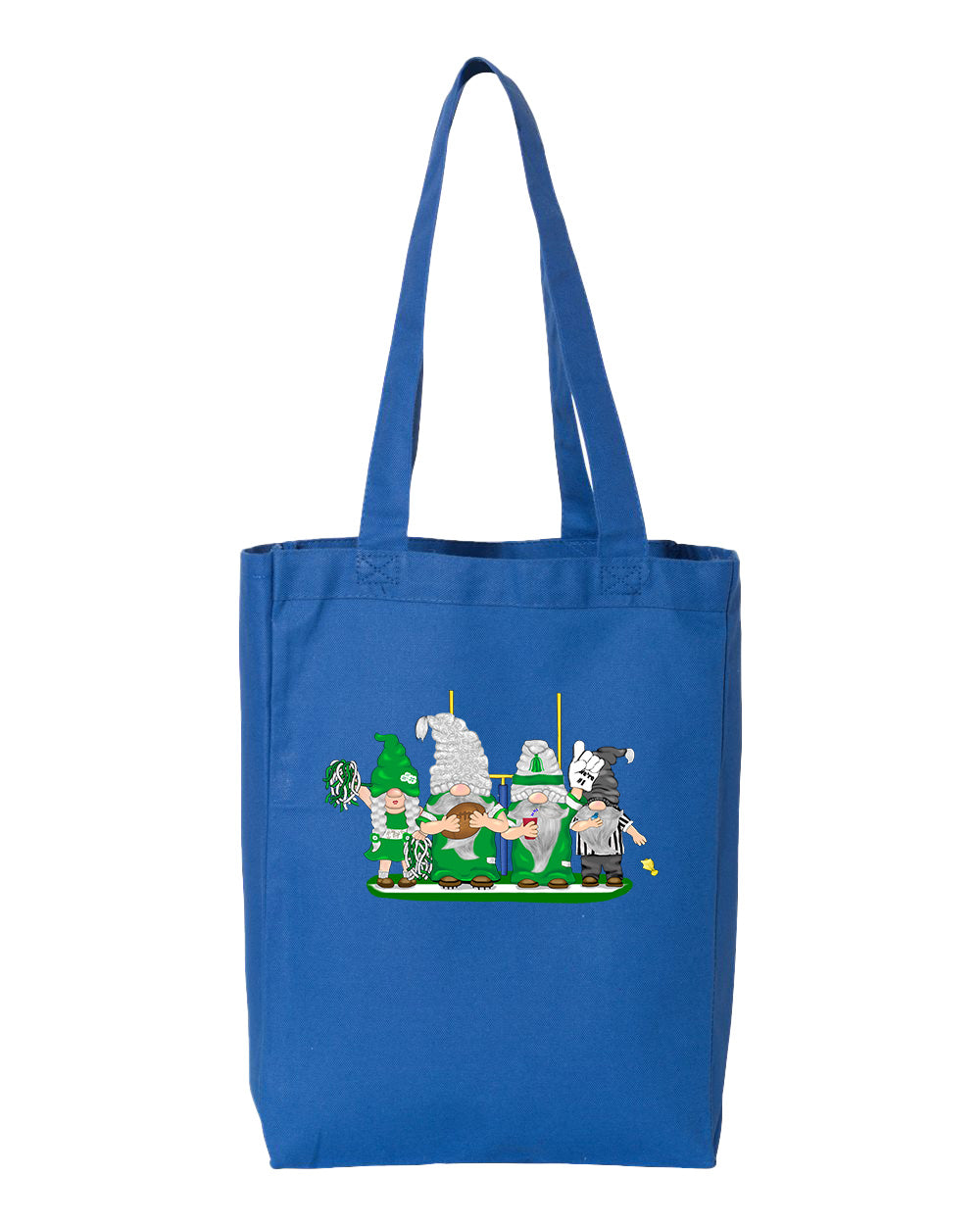 Green & White Football Gnomes  (similar to NY) on Gusset Tote