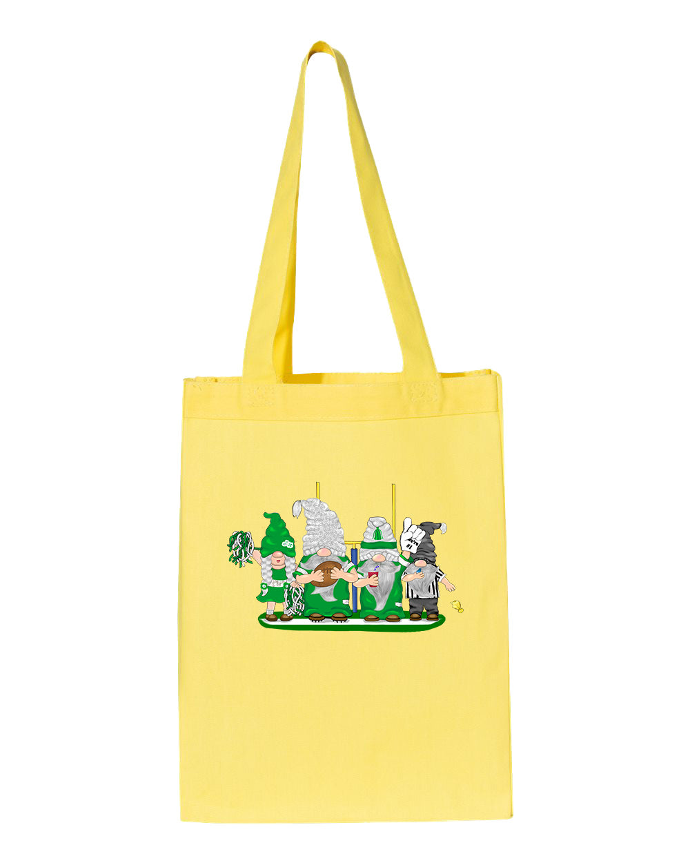 Green & White Football Gnomes  (similar to NY) on Gusset Tote