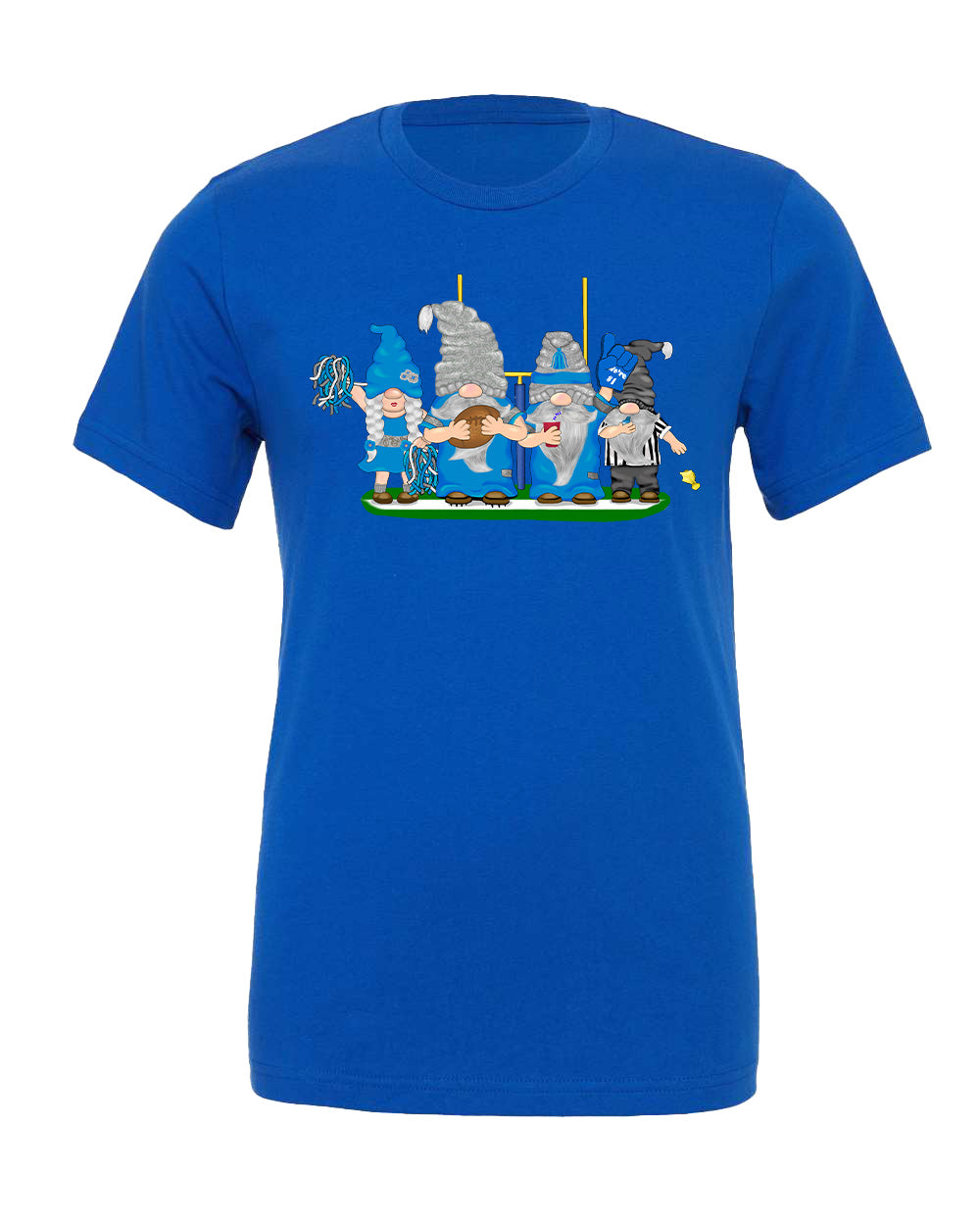 Blue & Silver Football Gnomes on Men's T-shirt (similar to Detroit)