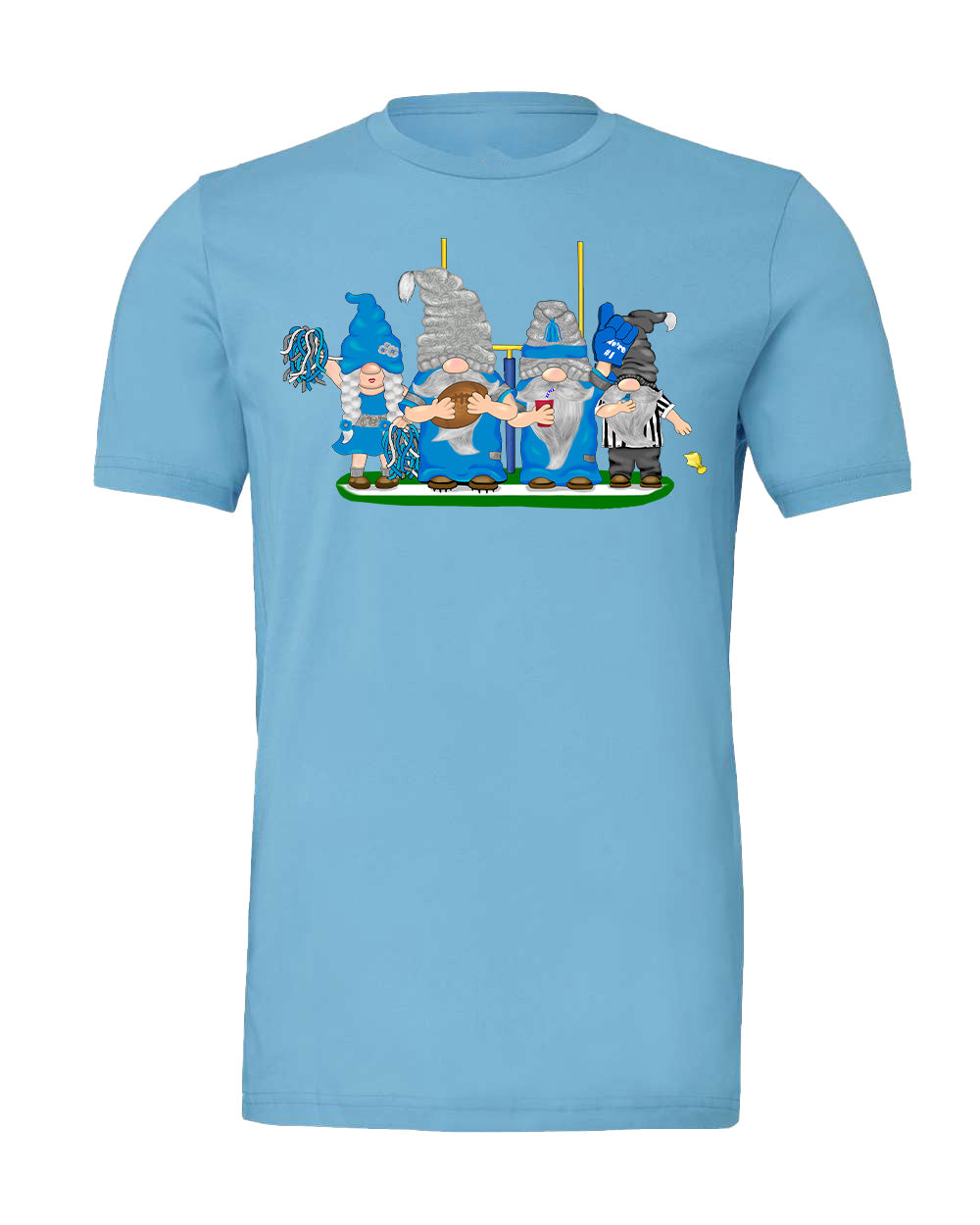 Blue & Silver Football Gnomes on Men's T-shirt (similar to Detroit)