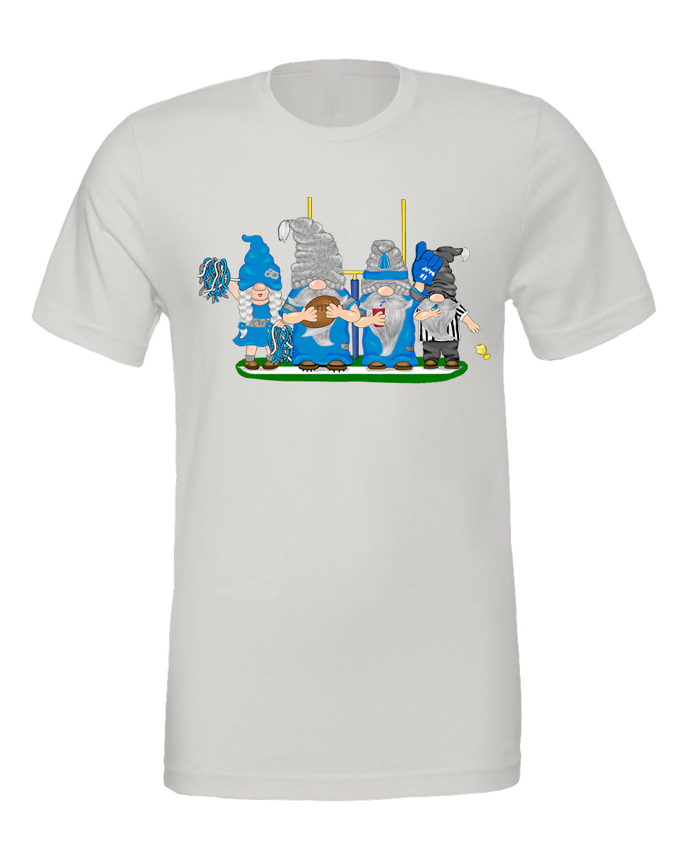 Blue & Silver Football Gnomes on Men's T-shirt (similar to Detroit)