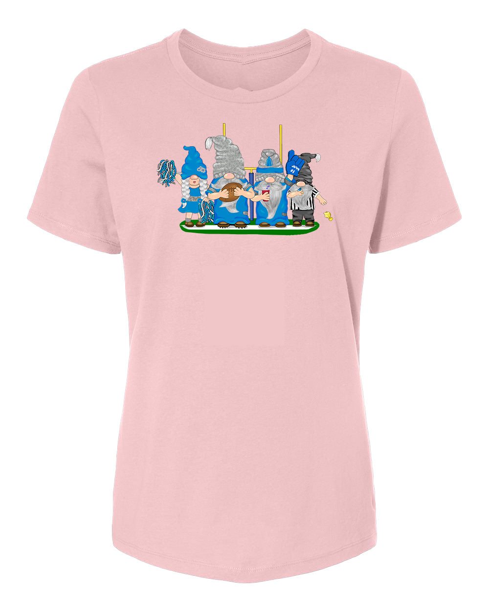 Blue & Silver Football Gnomes on Women's T-shirt (similar to Detroit)