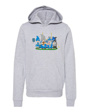 Load image into Gallery viewer, Blue &amp; Silver Football Gnomes  (similar to Detroit) on Kids Hoodie
