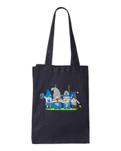 Load image into Gallery viewer, Blue &amp; Silver Football Gnomes  (similar to Detroit) on Gusset Tote

