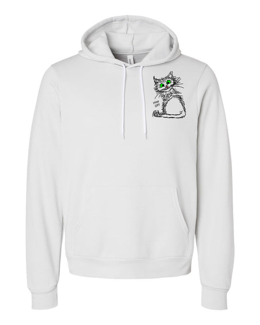 Black Hiss Off Cat on Unisex Hoodie chest
