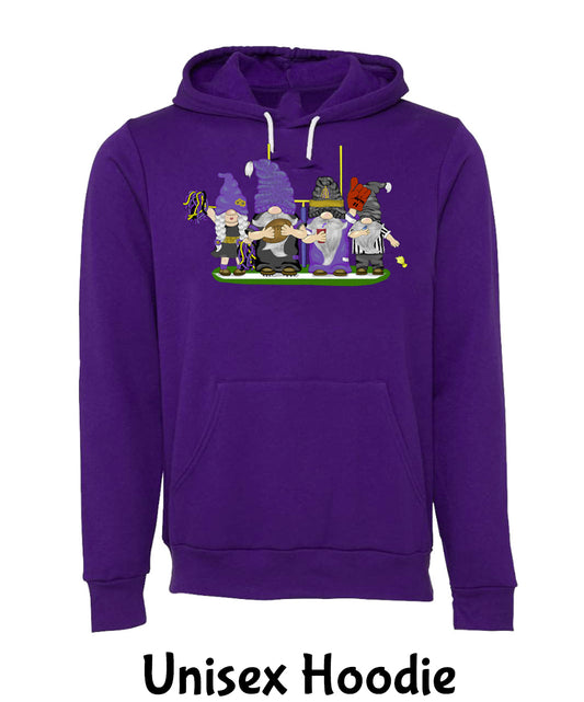 Purple & Black Football Gnomes (similar to Baltimore) on Unisex Hoodie