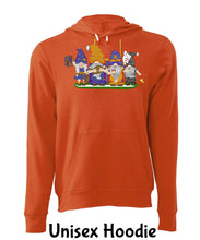 Load image into Gallery viewer, Orange &amp; Navy Football Gnomes (similar to Denver) on Unisex Hoodie
