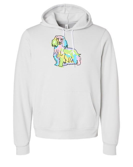 Long Haired Dachshund on Unisex Hoodie