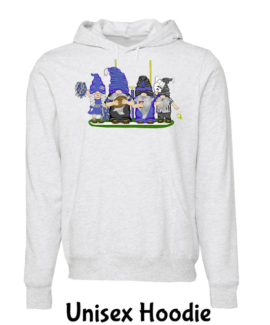Blue & Black Football Gnomes (similar to Carolina) on Unisex Hoodie