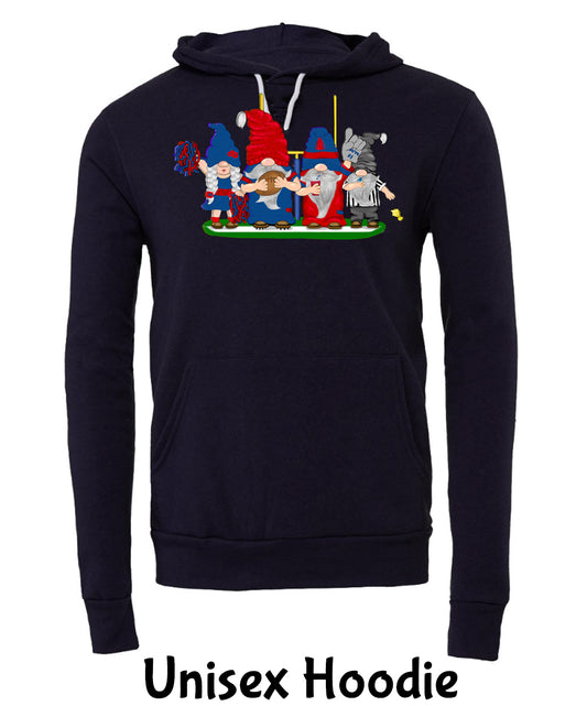 Navy & Red Football Gnomes (similar to New England) on Unisex Hoodie