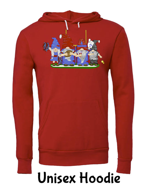Red & Blue Football Gnomes (similar to NY) on Hoodie