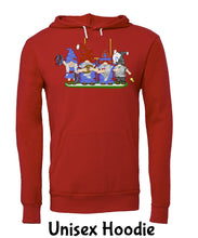 Load image into Gallery viewer, Red &amp; Blue Football Gnomes (similar to NY) on Hoodie
