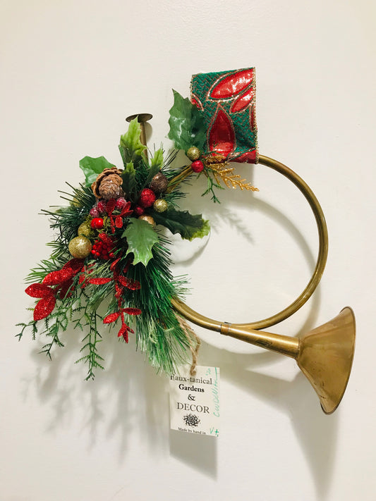 Christmas Brass Horn Wall Hanging