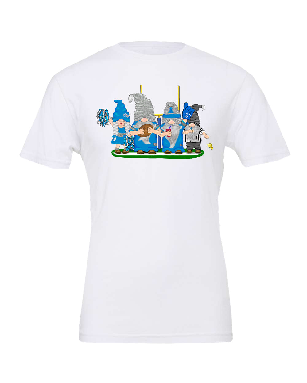 Blue & Gray Football Gnomes on Men's T-shirt (similar to Indianapolis)