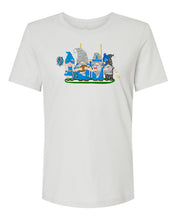Load image into Gallery viewer, Blue &amp; Gray Football Gnomes on Women&#39;s T-shirt (similar to Indianapolis)
