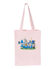 Load image into Gallery viewer, Blue &amp; Gray Football Gnomes  (similar to Indianapolis) on Gusset Tote

