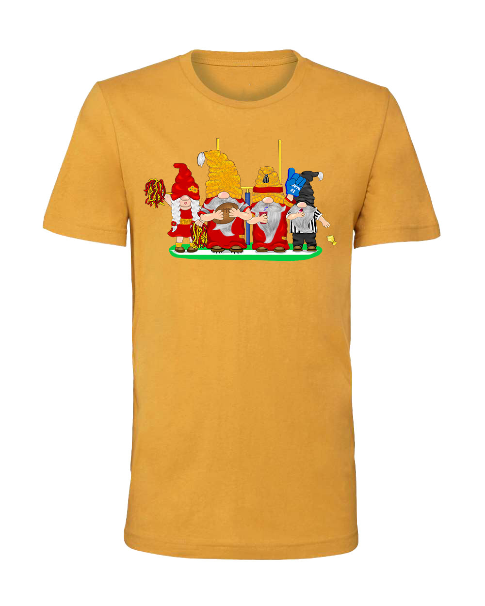Red & Gold Football Gnomes on Men's T-shirt (similar to Kansas City)