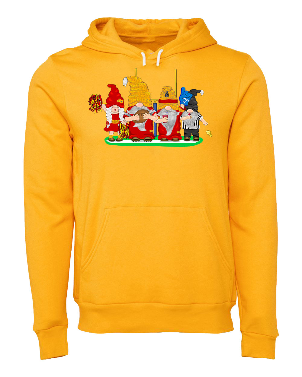 Red & Gold Football Gnomes (similar to Kansas City) on Hoodie