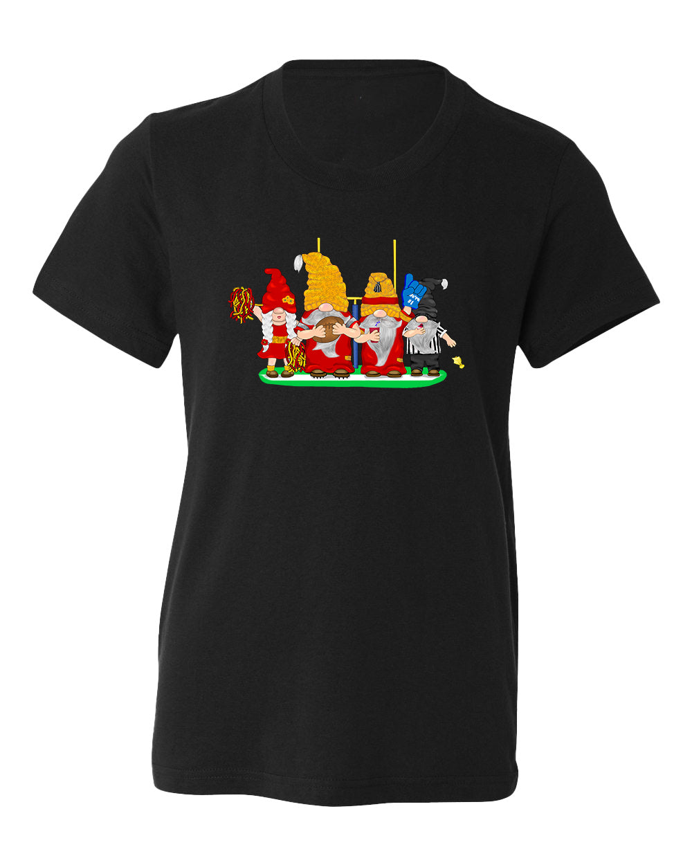 Red & Gold Football Gnomes  (similar to Kansas City) on Kids T-shirt