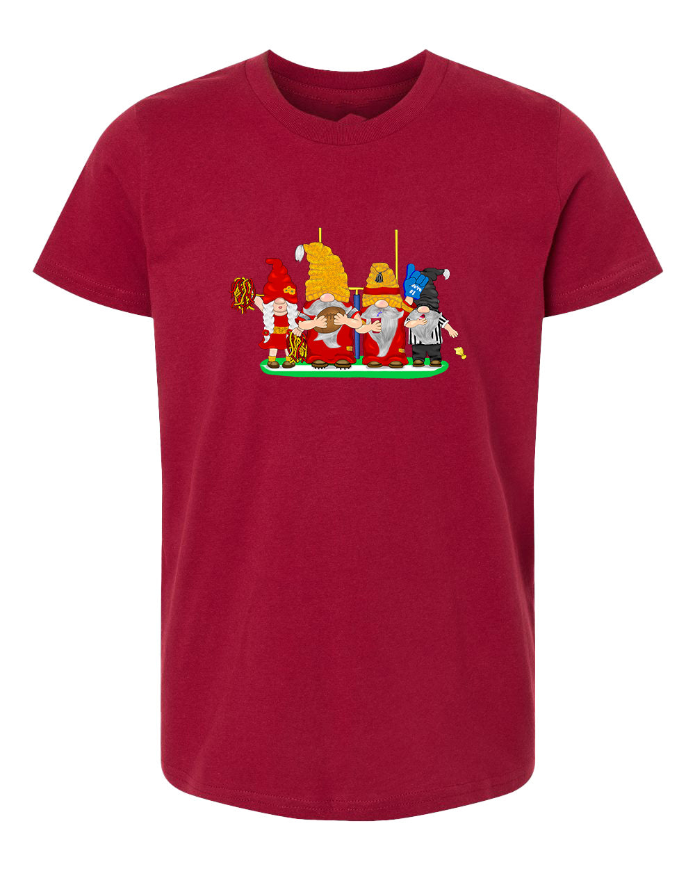 Red & Gold Football Gnomes  (similar to Kansas City) on Kids T-shirt