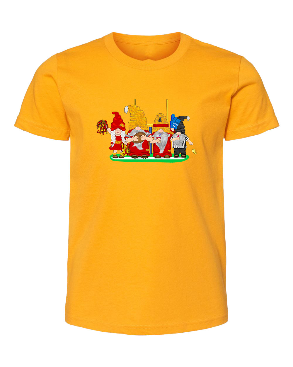 Red & Gold Football Gnomes  (similar to Kansas City) on Kids T-shirt