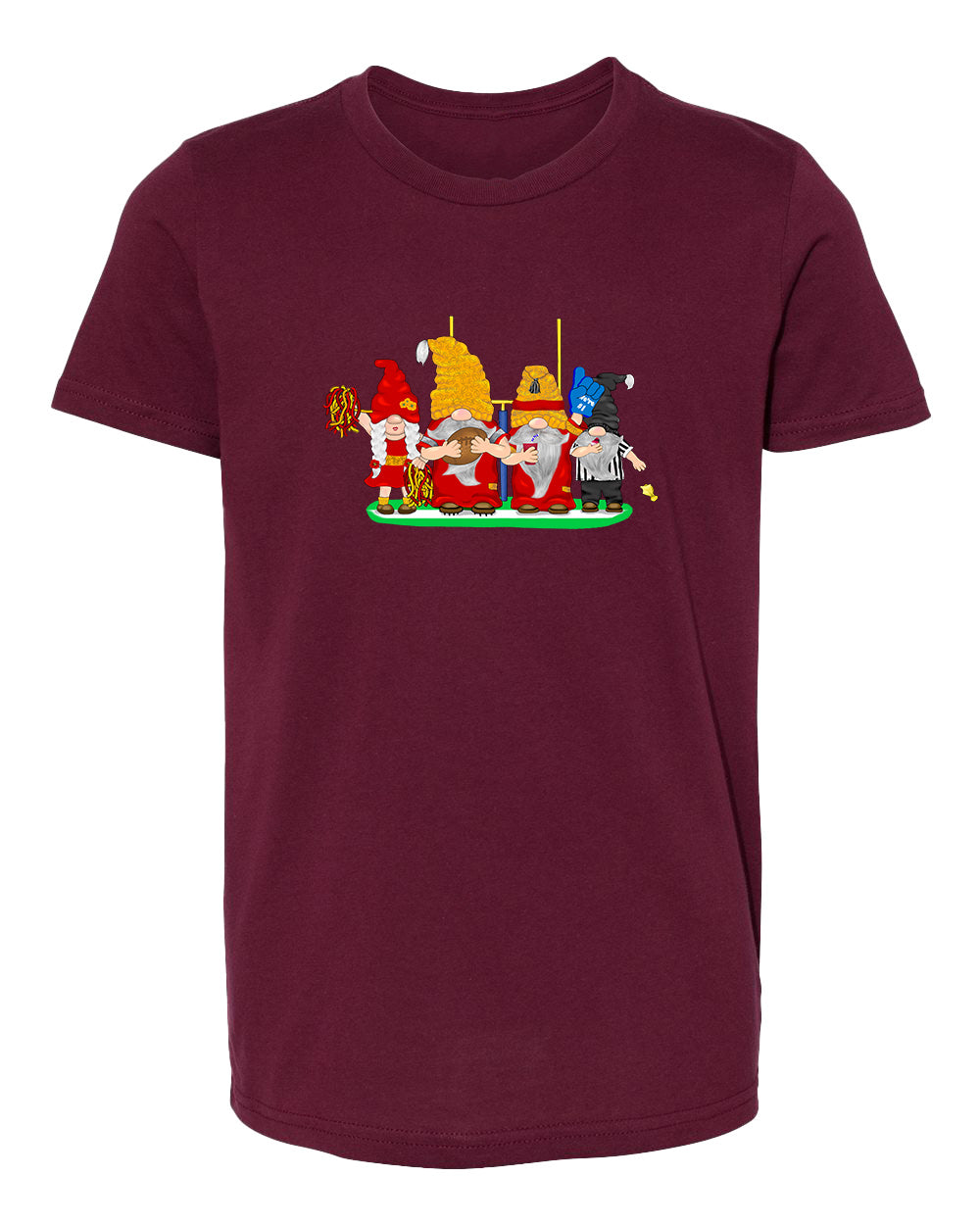 Red & Gold Football Gnomes  (similar to Kansas City) on Kids T-shirt