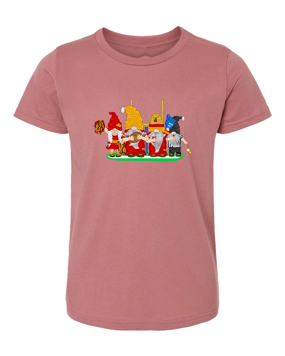 Red & Gold Football Gnomes  (similar to Kansas City) on Kids T-shirt