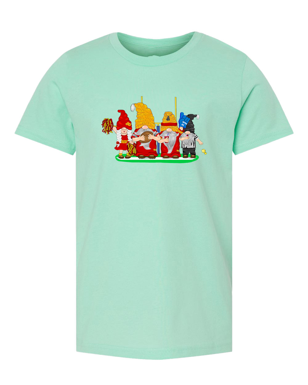 Red & Gold Football Gnomes  (similar to Kansas City) on Kids T-shirt