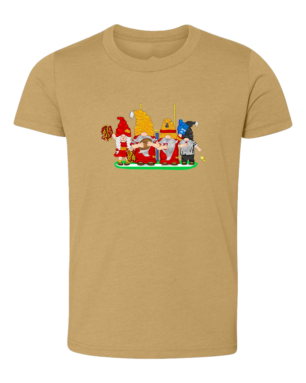 Red & Gold Football Gnomes  (similar to Kansas City) on Kids T-shirt