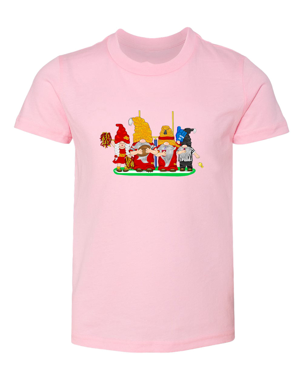 Red & Gold Football Gnomes  (similar to Kansas City) on Kids T-shirt