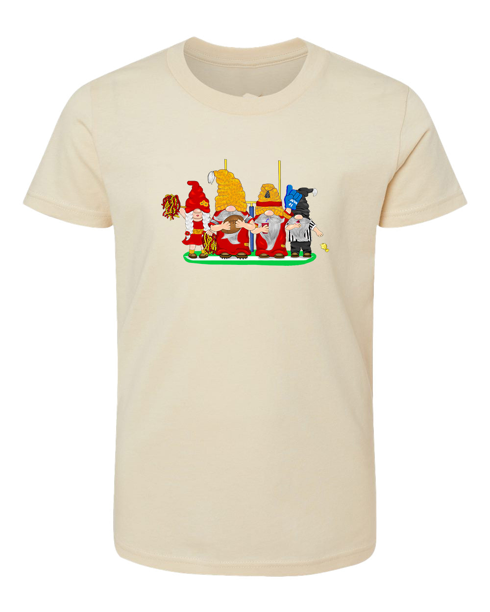 Red & Gold Football Gnomes  (similar to Kansas City) on Kids T-shirt