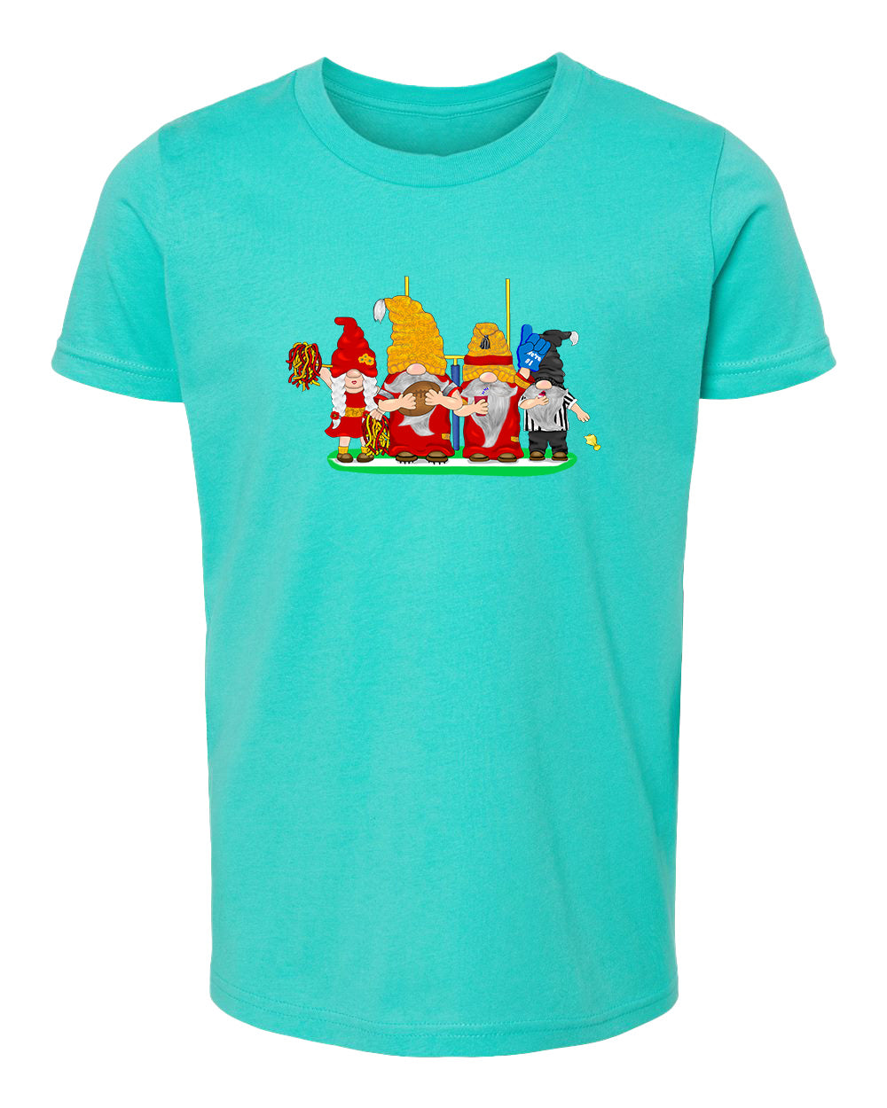 Red & Gold Football Gnomes  (similar to Kansas City) on Kids T-shirt