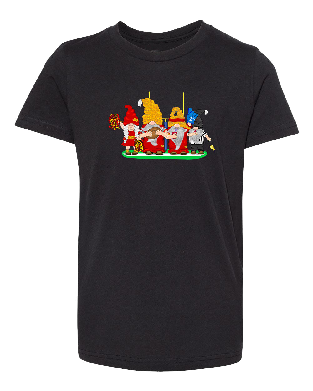 Red & Gold Football Gnomes  (similar to Kansas City) on Kids T-shirt