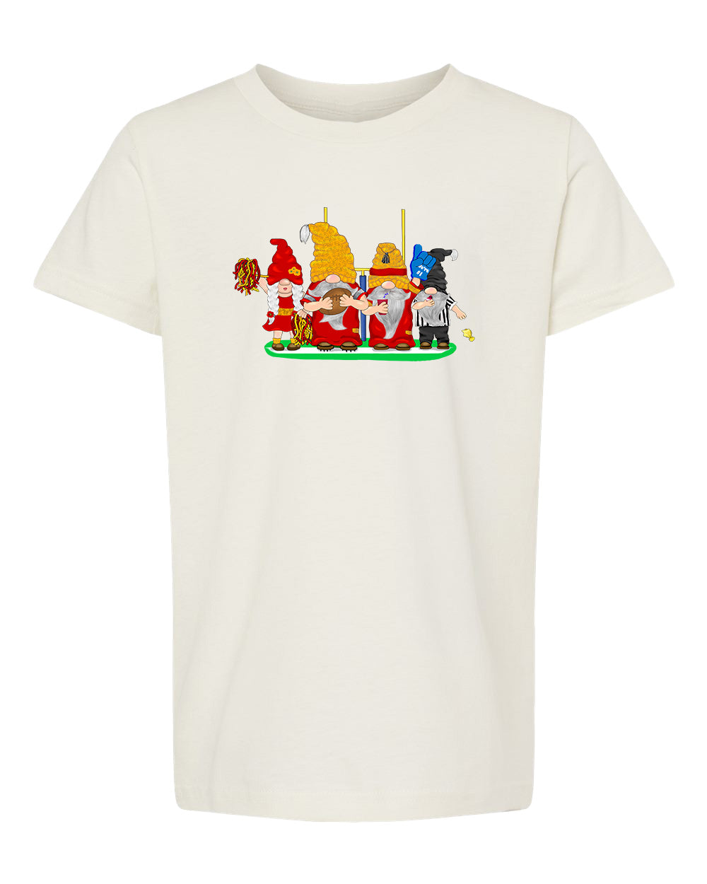 Red & Gold Football Gnomes  (similar to Kansas City) on Kids T-shirt