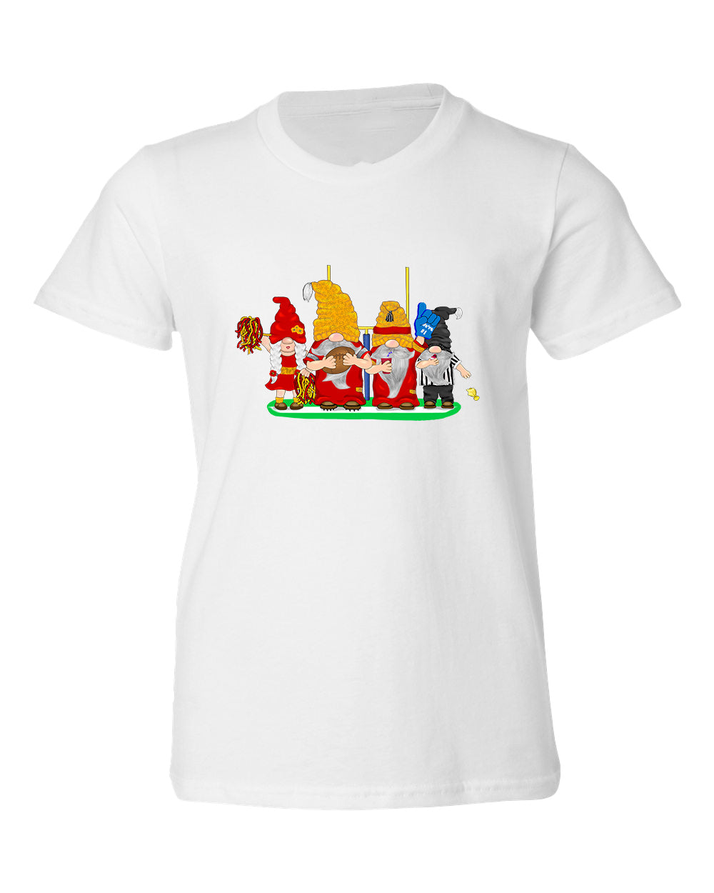 Red & Gold Football Gnomes  (similar to Kansas City) on Kids T-shirt