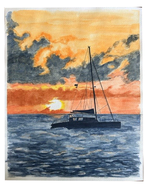 Maui Sunset Watercolor