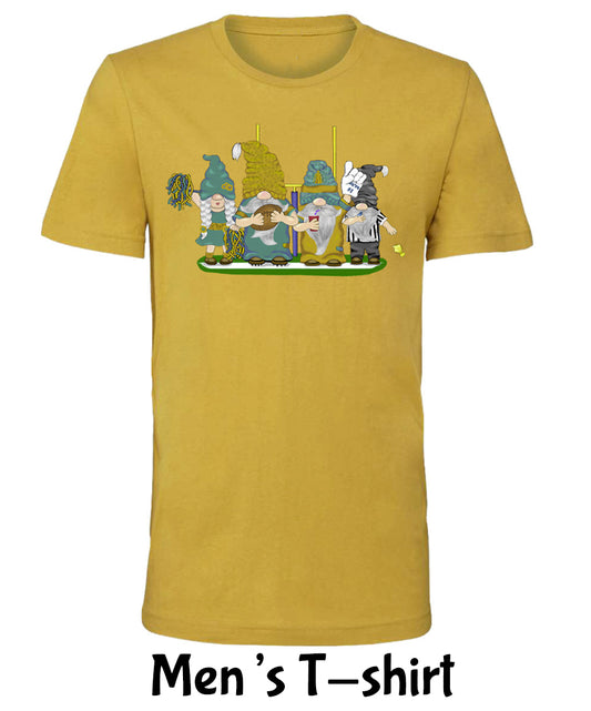 Teal & Gold Football Gnomes on Men's T-shirt (similar to Jacksonville)