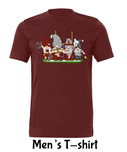 Crimson & Gray Football Gnomes on Men's T-shirt (similar to Pullman)