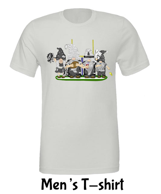 Black & Silver Football Gnomes on Men's T-shirt (similar to Las Vegas)