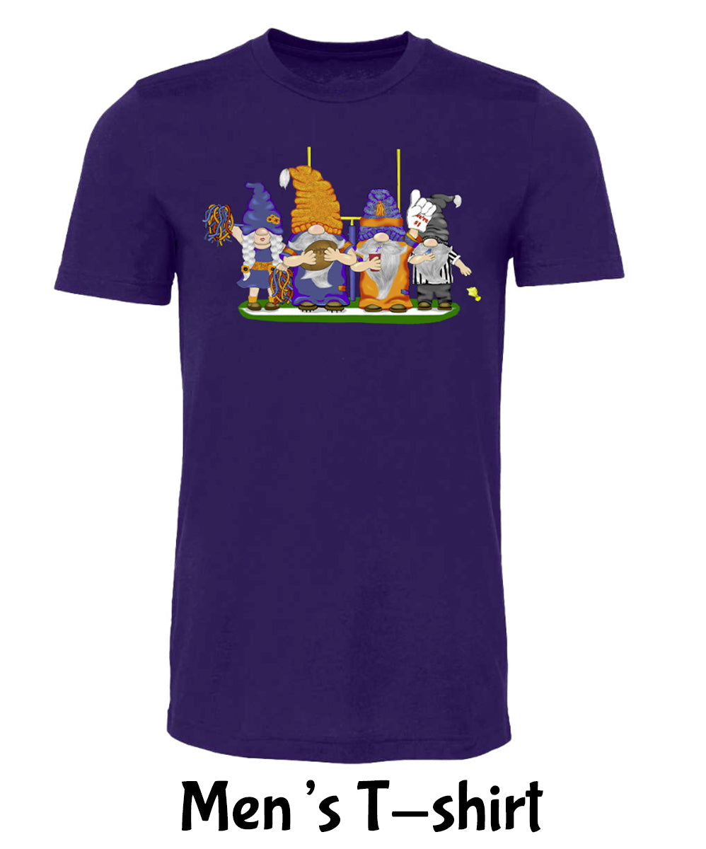 Orange & Navy Football Gnomes on Men's T-shirt (similar to Denver)