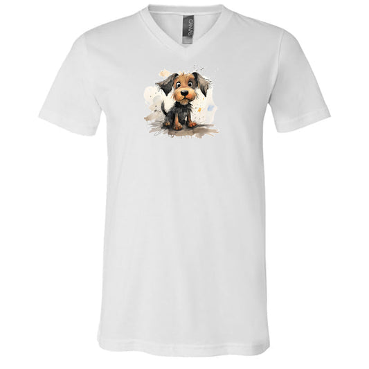 Men's V-Neck T-shirt with Funny Dogs