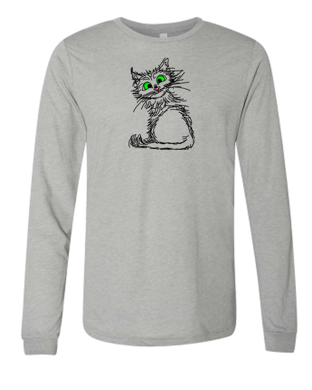 Black Scribble Cat on Men's Long Sleeve T-shirt