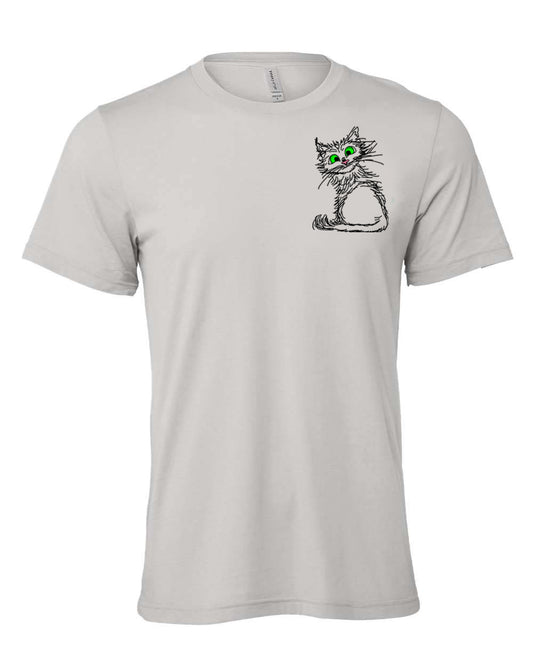 Black Scribble Cat on Men's T-shirt chest