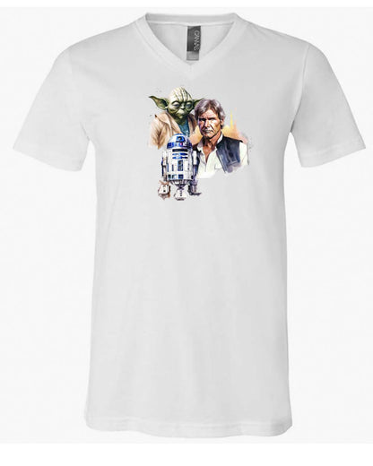 Men's V Neck T-shirt with Star Wars Images