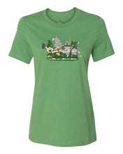 Load image into Gallery viewer, Green &amp; Silver Football Gnomes on Women&#39;s T-shirt (similar to Philadelphia)
